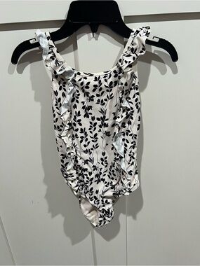 GB girls Black & White Ruffle One-Piece Bodysuit
